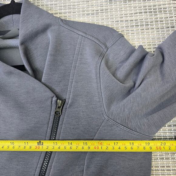 Athleta Jacket Womens Medium Grey Softtech Cya Asymmetrical Zip Long Line Sleeve - Picture 7 of 13